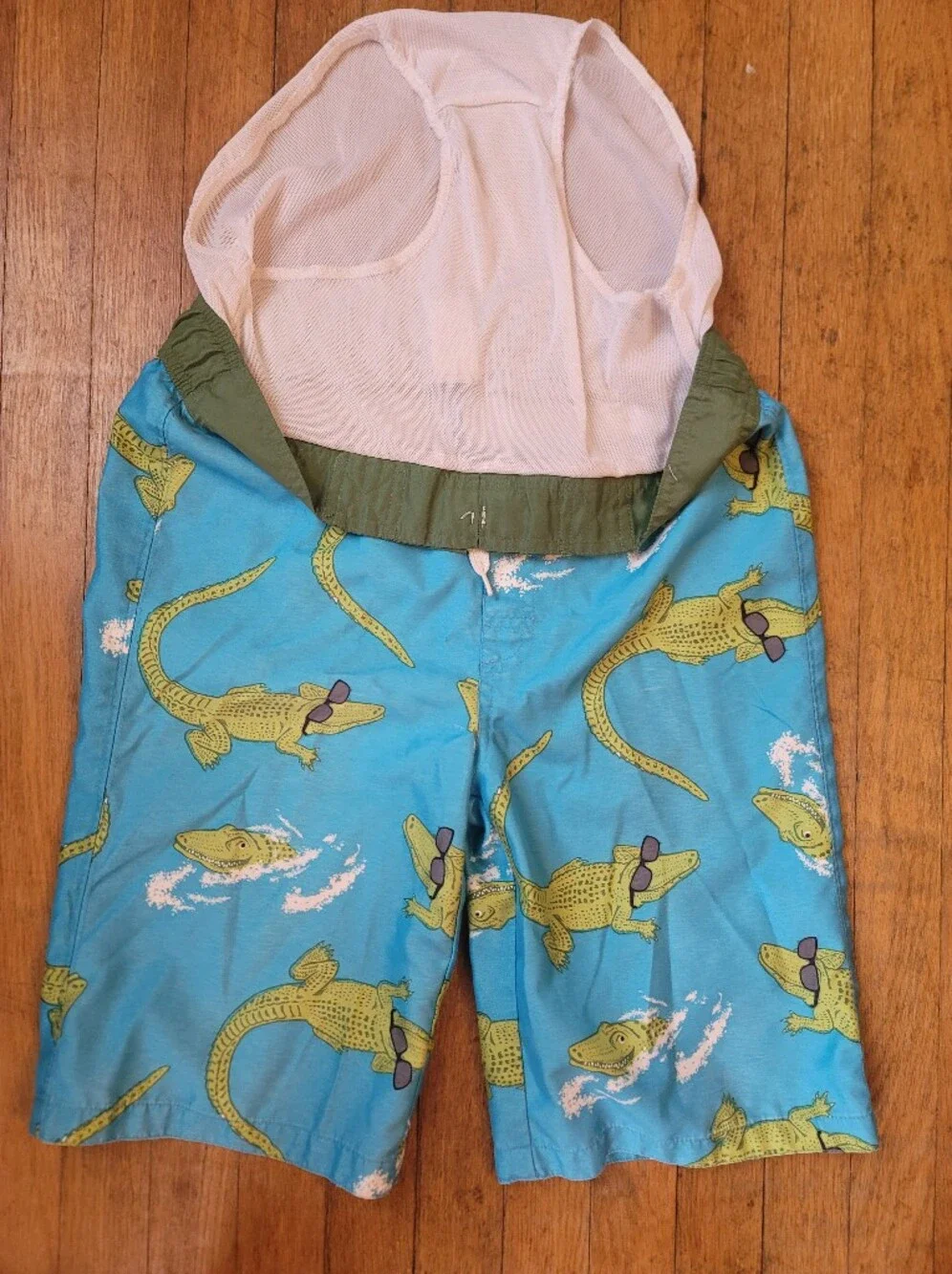 Gymboree Teal Swim Trunks with Alligator Print
